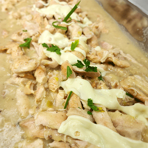 Fajitas de pollo en crema de queso