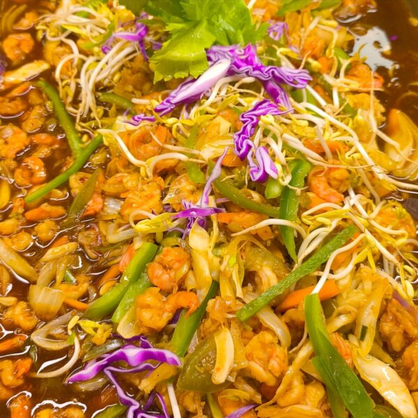 Chop suey de camarón