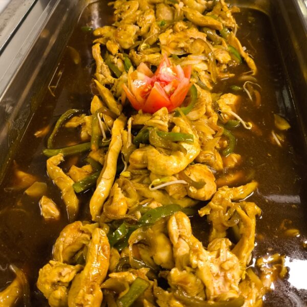 Fajitas de pollo en salsa BBQ