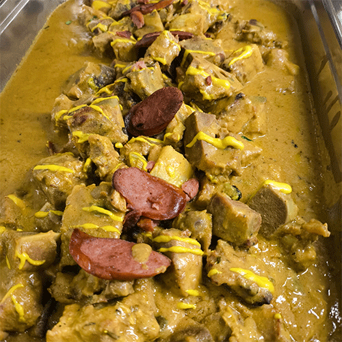 Cerdo en salsa de chorizo amostazado